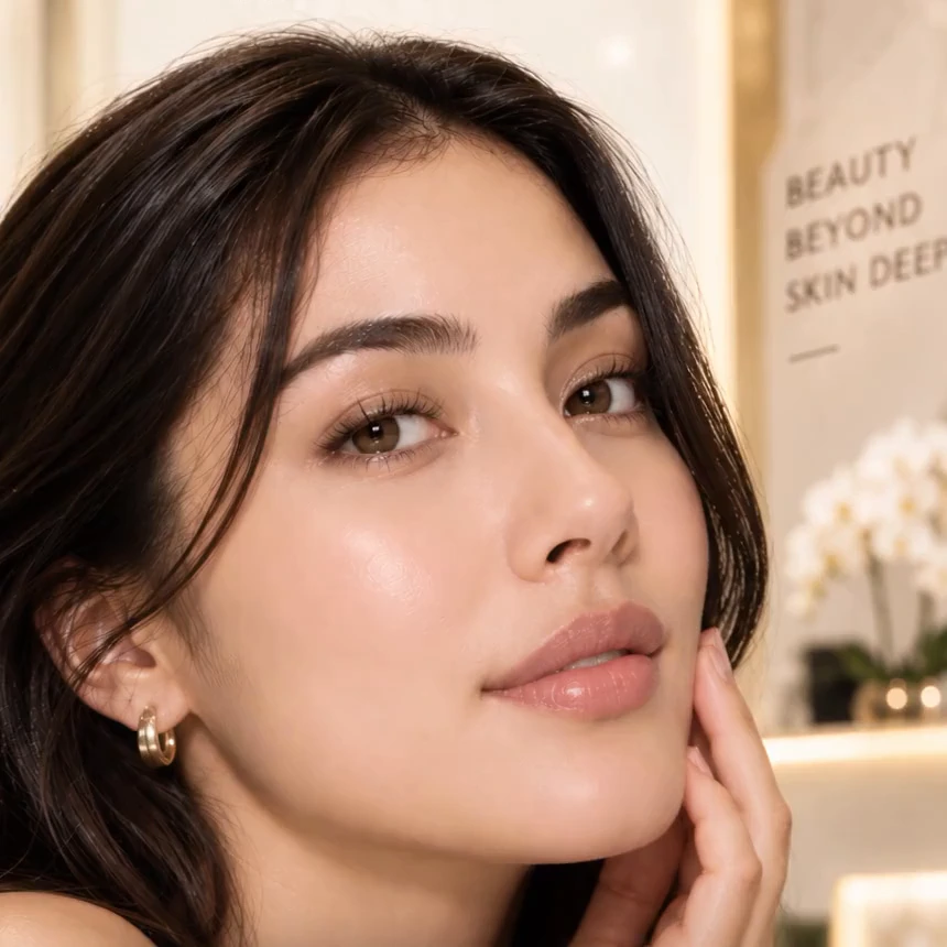 Portrait from the RoseLuxe AI-generated beauty campaign